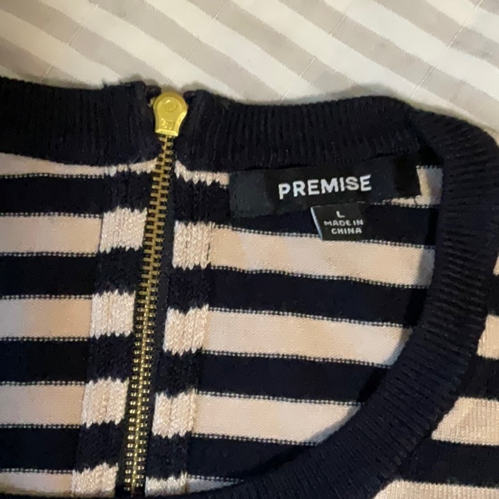 Premise Striped Short Sleeve Sweater Large - Picture 2 of 6